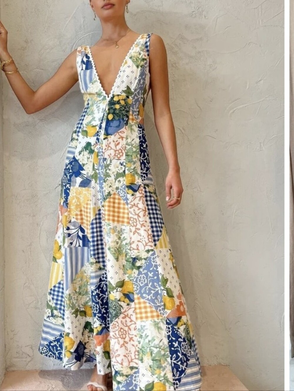 Commense Maxi Dress Cottage Core Floral Patchwork Print Vintage Inspired XL NWT - Picture 8 of 8